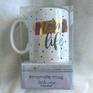 Pearhead Mom life mug white with gray dots NEW
